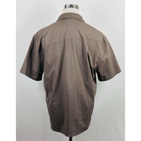 MEC Mountain Equipment Co Op XL Short Sleeve Pearl Snap Shirt Brown Nylon Blend - Picture 4 of 4